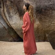 Handmade Raw Cotton Kimono Duster: Boho Beach Coverup, Plus Size - Aimi - Image 2