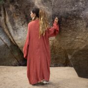 Handmade Raw Cotton Kimono Duster: Boho Beach Coverup, Plus Size - Aimi - Image 3