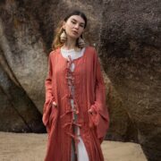 Handmade Raw Cotton Kimono Duster: Boho Beach Coverup, Plus Size - Aimi - Image 4