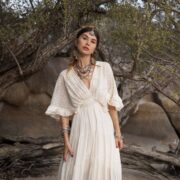 Lace-Trimmed Cotton Maxi Dress: Handmade Boho-Chic Kaftan - Lunette - Image 4