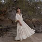 Lace-Trimmed Cotton Maxi Dress: Handmade Boho-Chic Kaftan - Lunette - Image 5