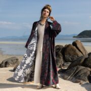 Mai Velvet Kimono Duster | Handmade Rosewood Boho Coat by ZinniaPearl