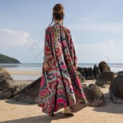 Jade Velvet Kimono: Plus Size Boho Maxi Duster -Mai - Image 3
