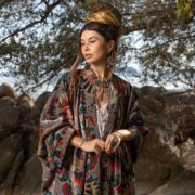 Floral Cotton Velvet Kimono: Plus-Size Boho Maxi Robe - Mai - Image 4