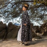 Embroidered Velvet Kimono: Boho Maxi Duster with Detachable Waistband - Mai - Image 2