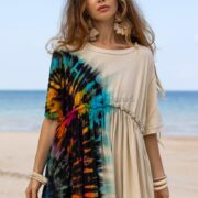 Handmade Tie Dye Maxi Dress: Boho Chic Cotton Jersey, Plus Size - Kalina - Image 4