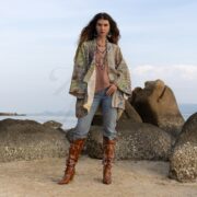 Boho Embroidered Cotton Kimono Jacket: Vintage Floral Design - Mari