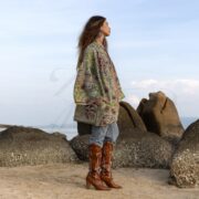 Boho Embroidered Cotton Kimono Jacket: Vintage Floral Design - Mari - Image 2