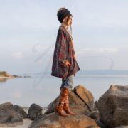 Floral Velvet Kimono Jacket: Handmade Boho Cotton, Plus Size - Mei - Image 2