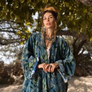 Plus Size Velvet Kimono Robe: Boho Floral Duster Coat, Bridal Wrap - Mai - Image 10