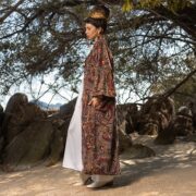 Earth Tone Paisley Velvet Kimono Duster | Mai by ZinniaPearl – Cotton-Lined Maxi Coat - Image 2