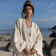 Handcrafted Denim Patchwork Kimono Duster: Boho Stonewashed Cotton - Wanderlust - Image 4