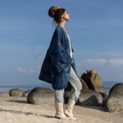 Handcrafted Denim Patchwork Kimono Duster: Boho Cotton Kimono - Wanderlust - Image 2