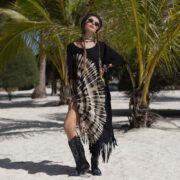 Handmade Tie Dye Poncho: Cotton Fringe Poncho - Arlo