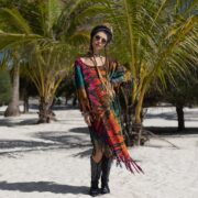Handmade Tie Dye Poncho Dress: Cotton Fringe Poncho - Arlo