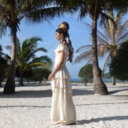 Tiered Boho Wedding Dress: Off-Shoulder Smocked Cotton Gown - Image 2