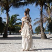 Tiered Boho Wedding Dress: Off-Shoulder Smocked Cotton Gown - Image 3