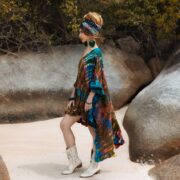 Hand Tie-Dye Cotton Tunic: Boho Asymmetrical Dress - Cleo - Image 2