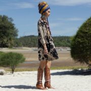 Monstera Ember Tie-Dye Tunic Dress: Plus Size Boho Caftan - Galaxy - Image 2