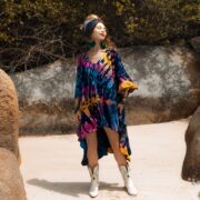 Hand Tie-Dye Cotton Tunic: Asymmetrical Boho Dress - Cleo