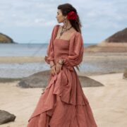Boho Wedding Dress: Voile Cotton Tiered Gown, Plus Size Fashion - Isabella - Image 5