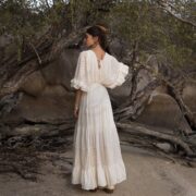 Lace-Trimmed Cotton Maxi Dress: Handmade Boho-Chic Kaftan - Lunette - Image 3