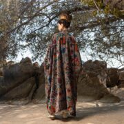Floral Cotton Velvet Kimono: Plus-Size Boho Maxi Robe - Mai - Image 3