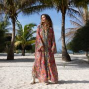 Silk Blend Kimono: Vintage Boho Chic Duster Robe - Plus Size - Cara