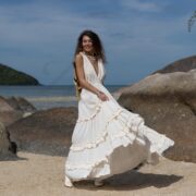 Handcrafted Boho Halter Wedding Dress: Raw Cotton Maxi Dress - Amalia - Image 4