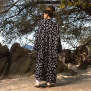 Embroidered Velvet Kimono: Boho Maxi Duster with Detachable Waistband - Mai - Image 3