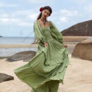 Boho Wedding Dress: Raw Cotton Tiered Gown, Plus Size - Isabella - Image 4