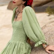 Boho Wedding Dress: Raw Cotton Tiered Gown, Plus Size - Isabella - Image 6