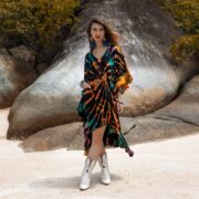 Hand Tie-Dye Cotton Tunic: Asymmetrical Boho Dress - Cleo