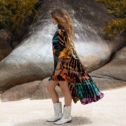Hand Tie-Dye Cotton Tunic: Asymmetrical Boho Dress - Cleo - Image 2