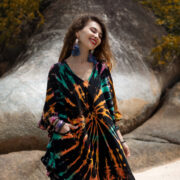 Hand Tie-Dye Cotton Tunic: Asymmetrical Boho Dress - Cleo - Image 4