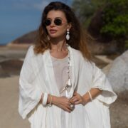 Handcrafted Raw Cotton Kimono – Boho Chic Duster, Plus Size | Willow Cream - Image 4