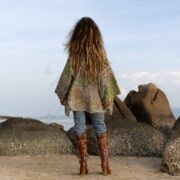 Boho Embroidered Cotton Kimono Jacket: Vintage Floral Design - Mari - Image 3