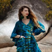 Hand Tie-Dye Cotton Tunic: Asymmetrical Hem Boho Dress - Cleo - Image 4