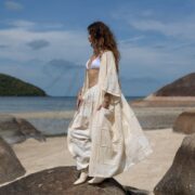 Boho Plus Size Patchwork Kimono: Handmade Cotton Duster Coat - Veda - Image 2
