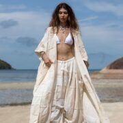 Boho Plus Size Patchwork Kimono: Handmade Cotton Duster Coat - Veda - Image 4