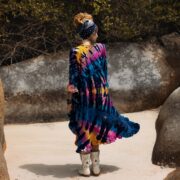 Hand Tie-Dye Cotton Tunic: Asymmetrical Boho Dress - Cleo - Image 3