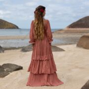 Boho Wedding Dress: Voile Cotton Tiered Gown, Plus Size Fashion - Isabella - Image 3