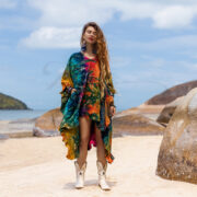 Hand Tie-Dye Tunic: Cotton Boho Dress with Ruffle Hem - Cleo