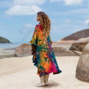 Hand Tie-Dye Tunic: Cotton Boho Dress with Ruffle Hem - Cleo - Image 3