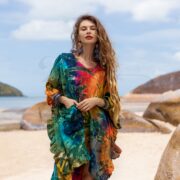 Hand Tie-Dye Tunic: Cotton Boho Dress with Ruffle Hem - Cleo - Image 4