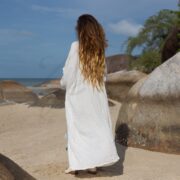 Handcrafted Raw Cotton Kimono – Boho Chic Duster, Plus Size | Willow Cream - Image 3