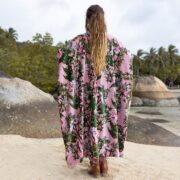Floral Velvet Kimono: Jade Green Boho Maxi Duster - Harper Jade - Image 3