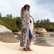 Cotton Velvet Kimono Coat: Floral Print Boho Maxi Duster - Harper Jade - Image 2