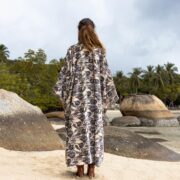 Cotton Velvet Kimono Coat: Floral Print Boho Maxi Duster - Harper Jade - Image 3