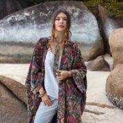 Floral Cotton Velvet Kimono: Plus-Size Boho Maxi Robe - Harper Jade - Image 10